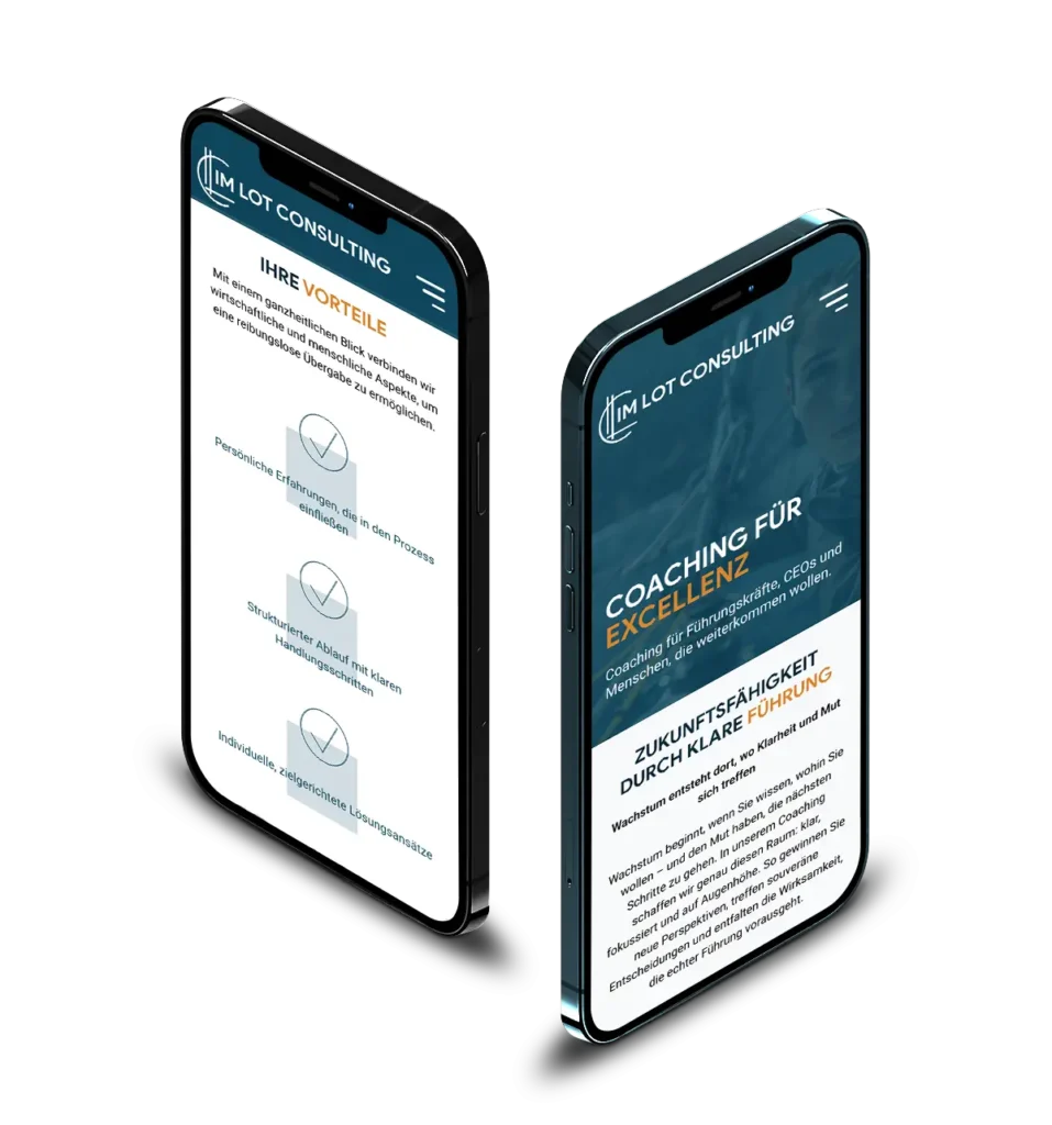 The ImLot Consulting website on two smartphones