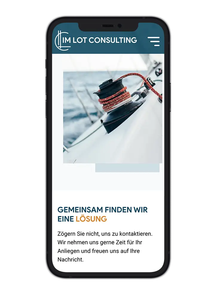 Mobile version of the ImLot Consulting website’s ‘Contact’ section