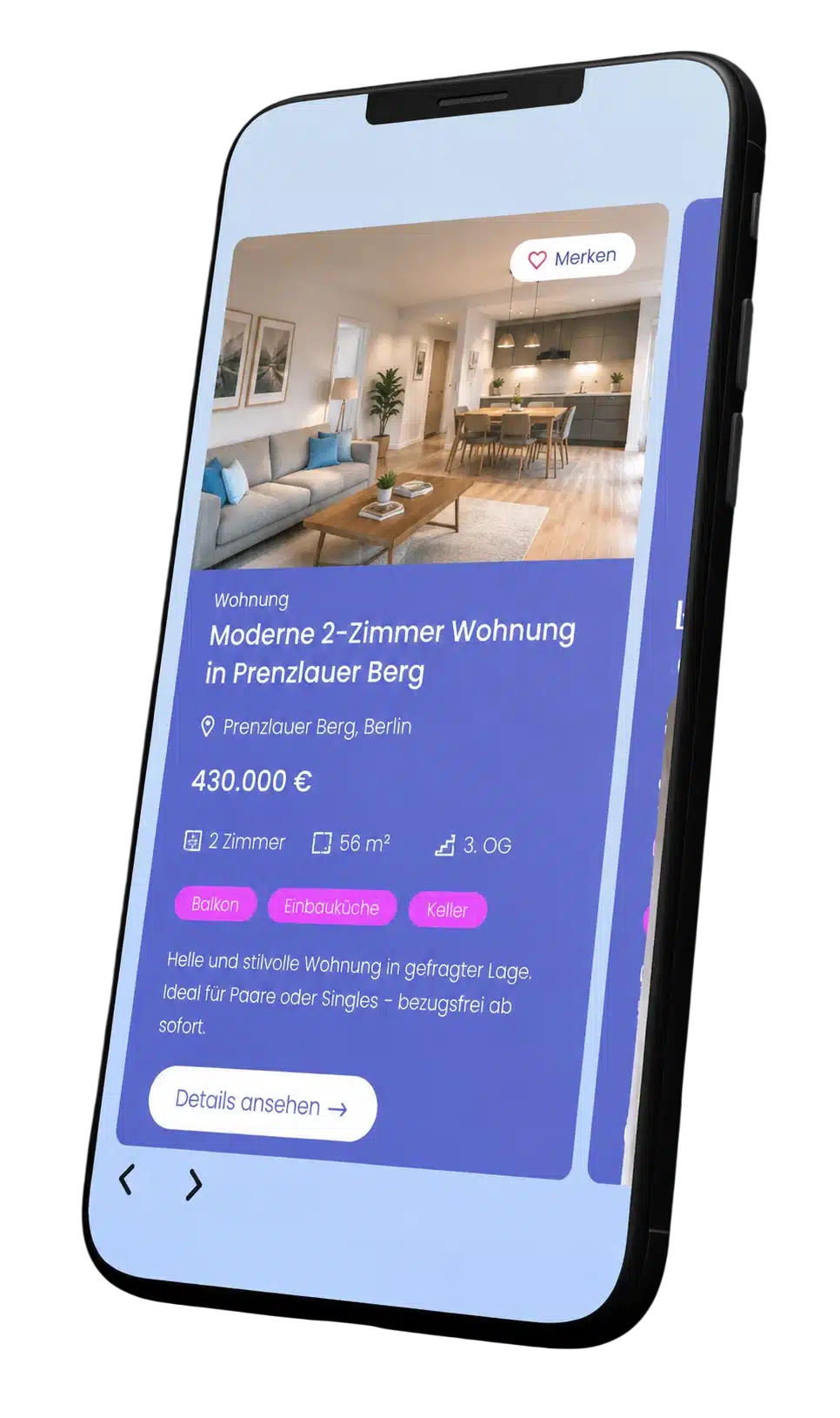Objektliste mit dem Propstack-Plugin auf dem Smartphone