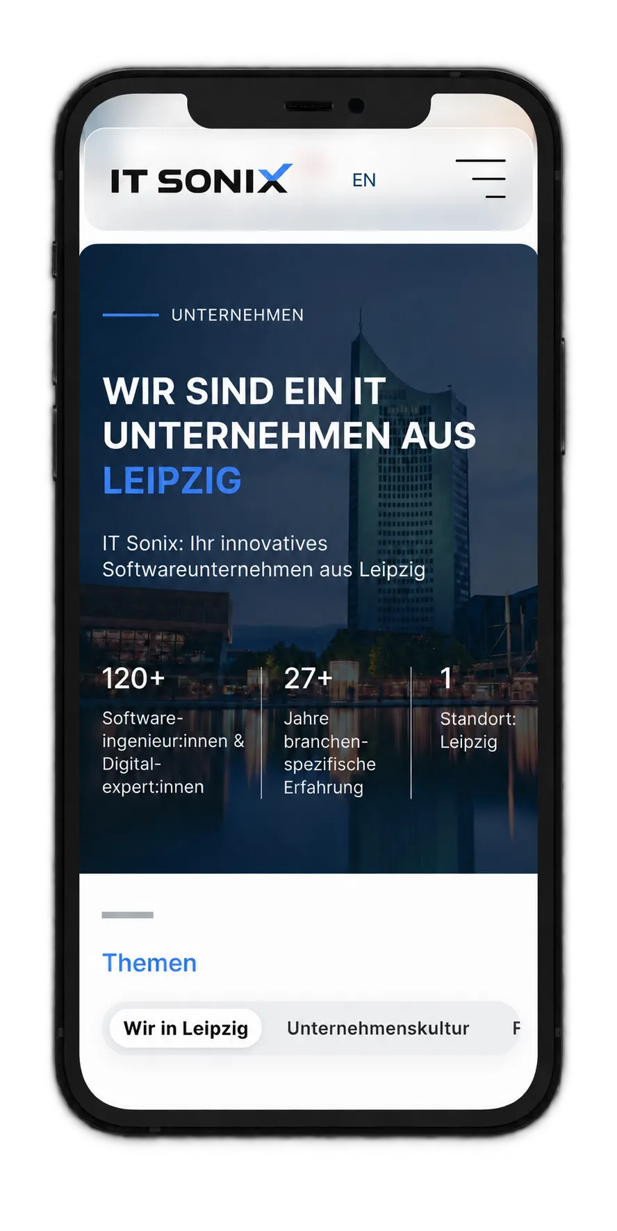 Unternehmensseite der IT-Sonix-Website