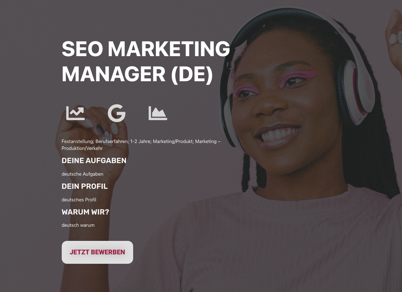 List of vacancies published on a WordPress website