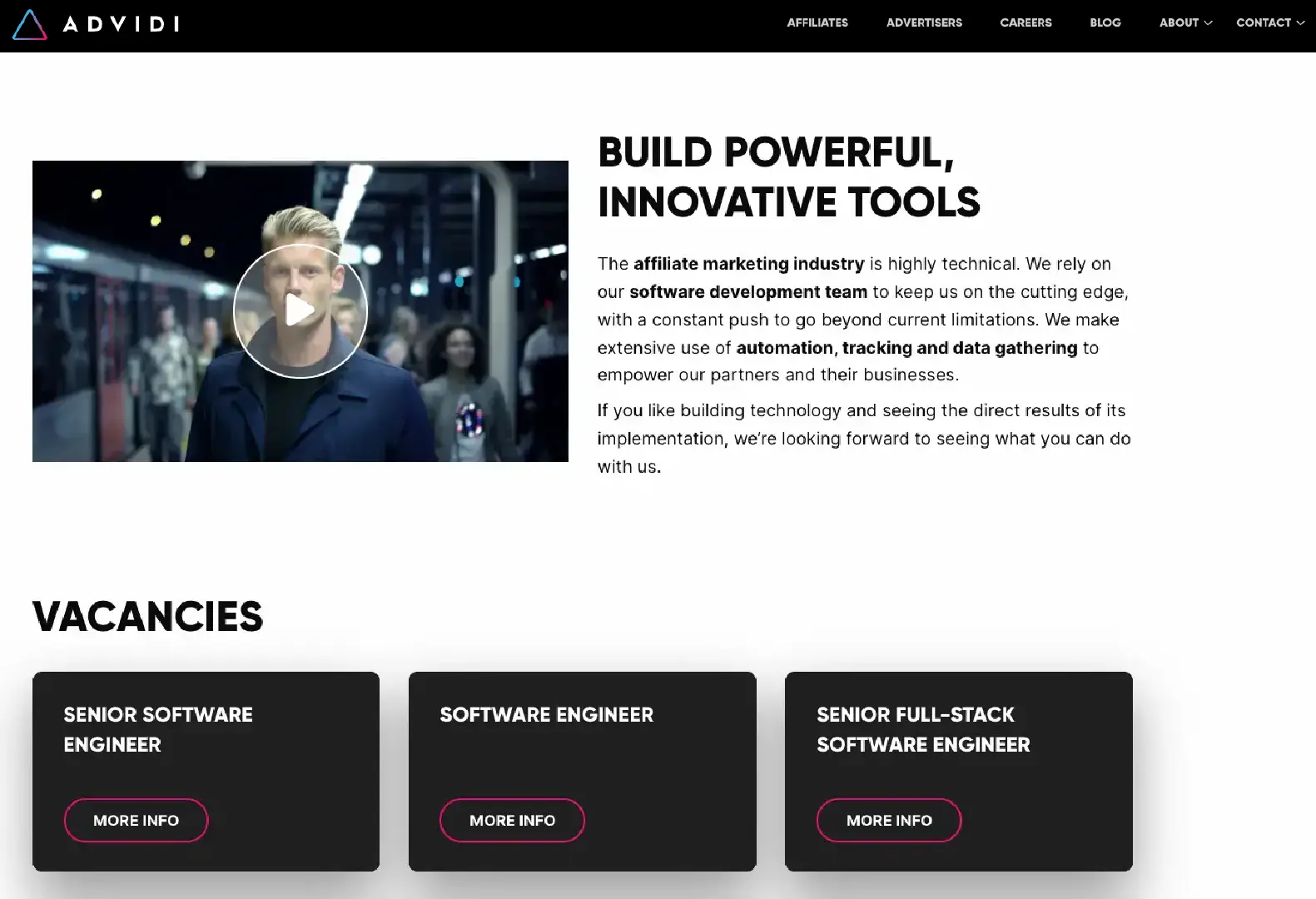 Advidi careers page with Personio Integration Pro