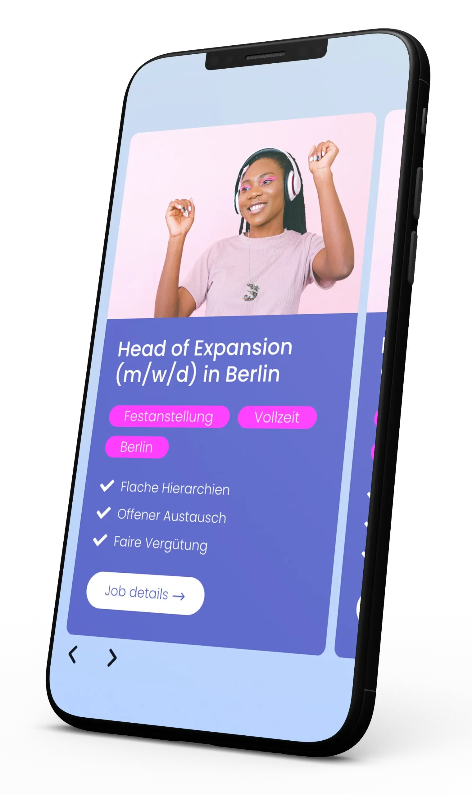 Stellenliste mit Personio Integration auf dem Smartphone