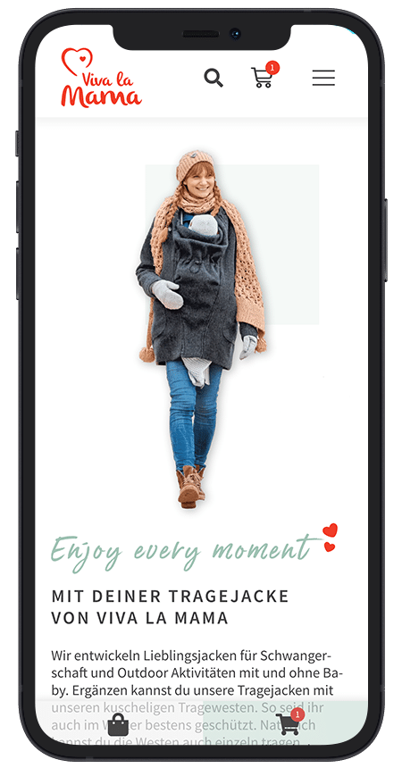 Viva la Mama Shop mobile homepage