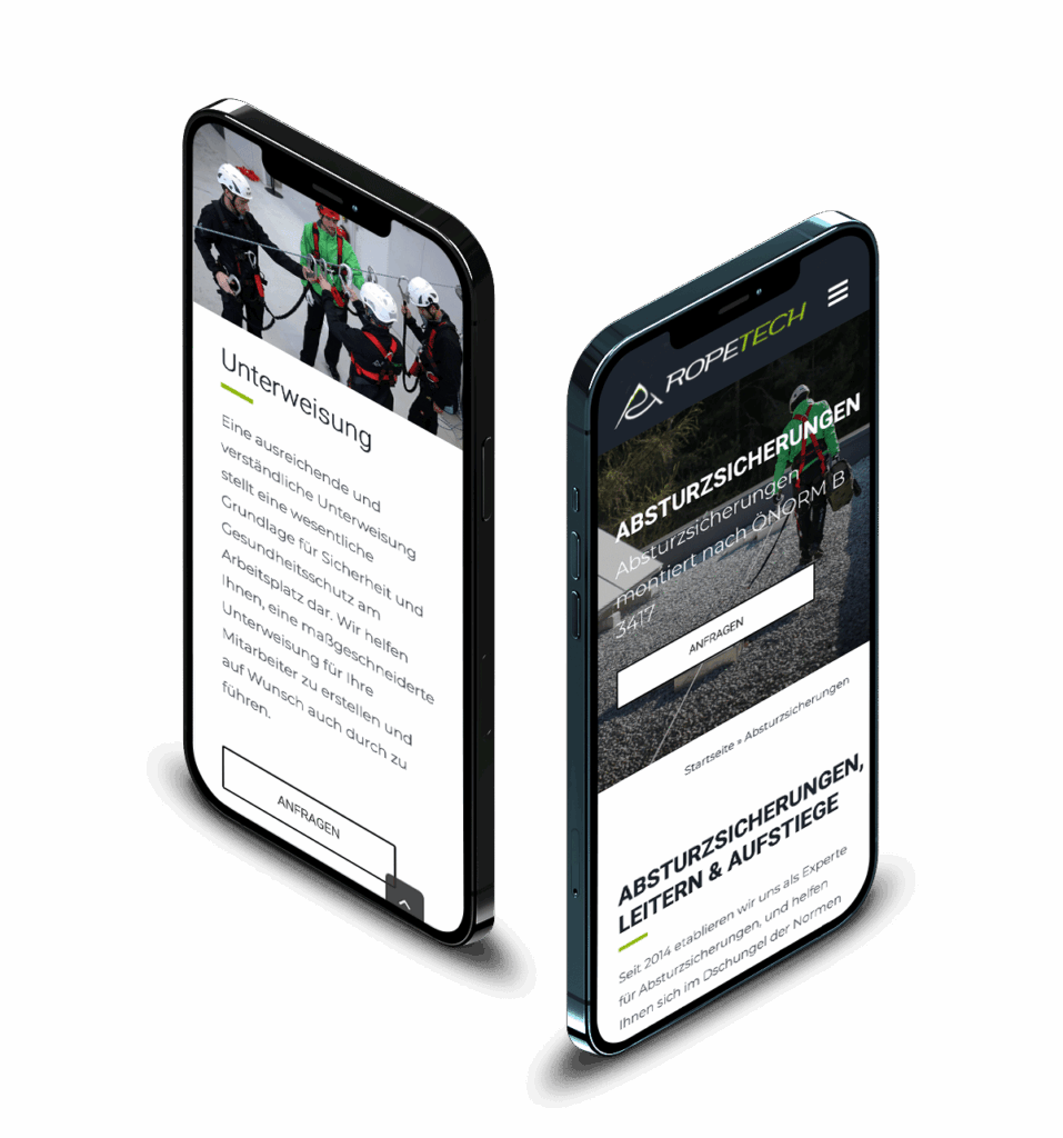 The RopeTech website on two smartphones