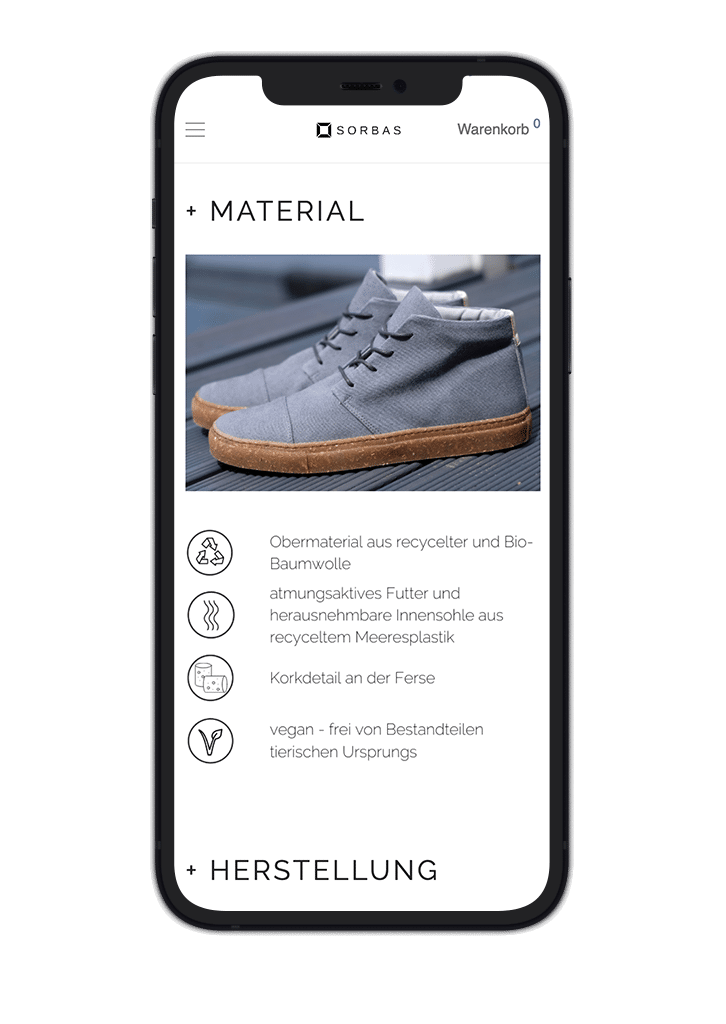 SORBAS Shoes Shop mobile homepage